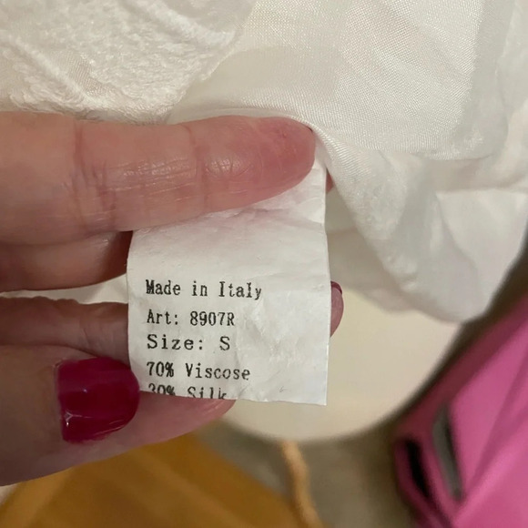 NWT TENDENZE silk white embroidered blouse Size S - Picture 6 of 7